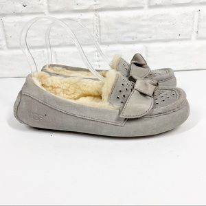 UGG Rheanna Grey Leather Sued Slip on Driving Loafer